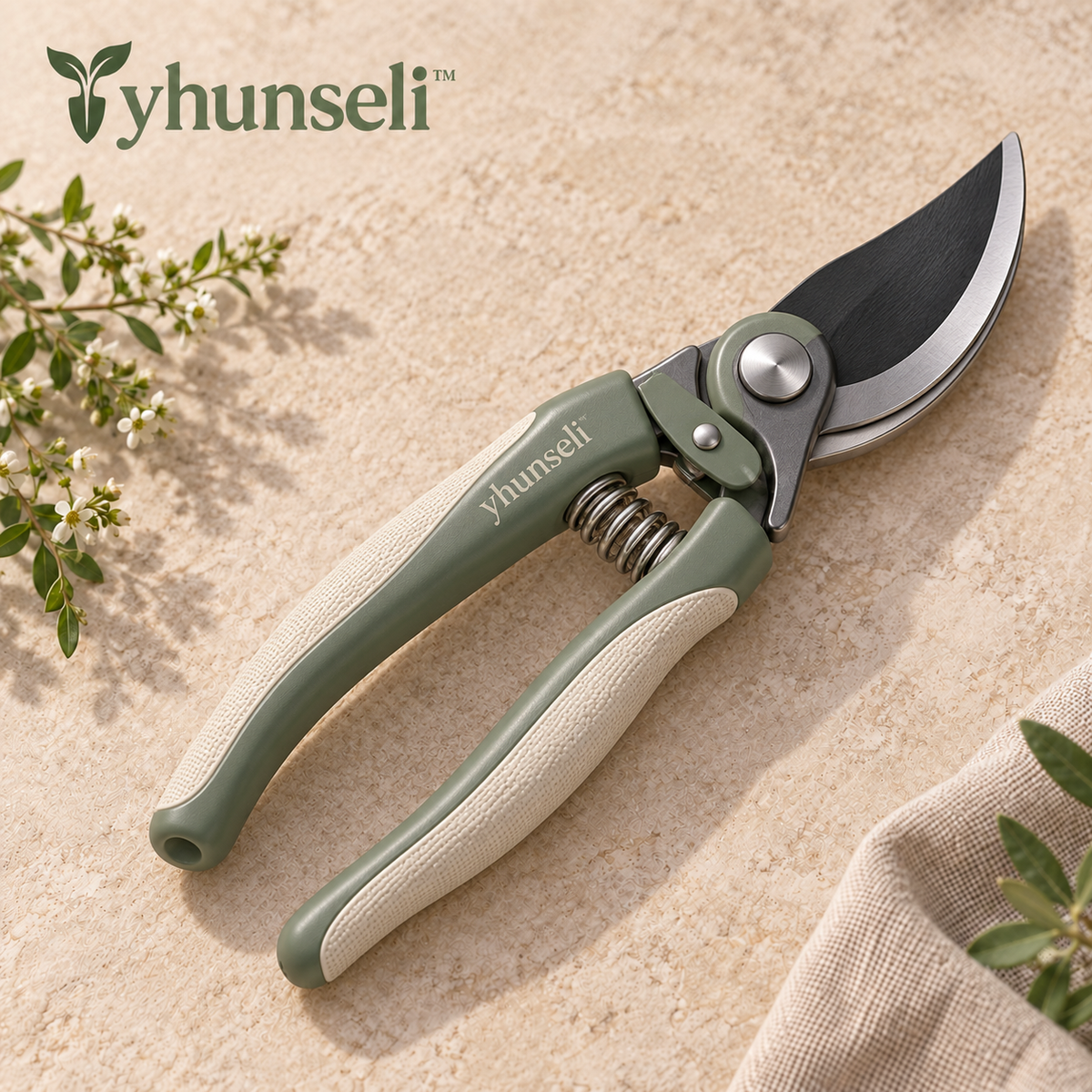 yhunseli™ Canopy Bypass Pruning Shears — Manual Garden Hand Pruner with Safety Latch for Live Stems & Small Branches