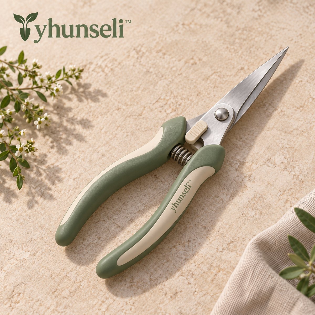 yhunseli™ Petalpoint Precision Garden Snips — Stainless Steel Flower Scissors for Deadheading, Herbs & Delicate Plant Trimming