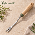 yhunseli™ Rootlift Fork-Tip Hand Weeder — Stainless Steel Manual Weed Removal Tool with Wood Handle for Garden Beds