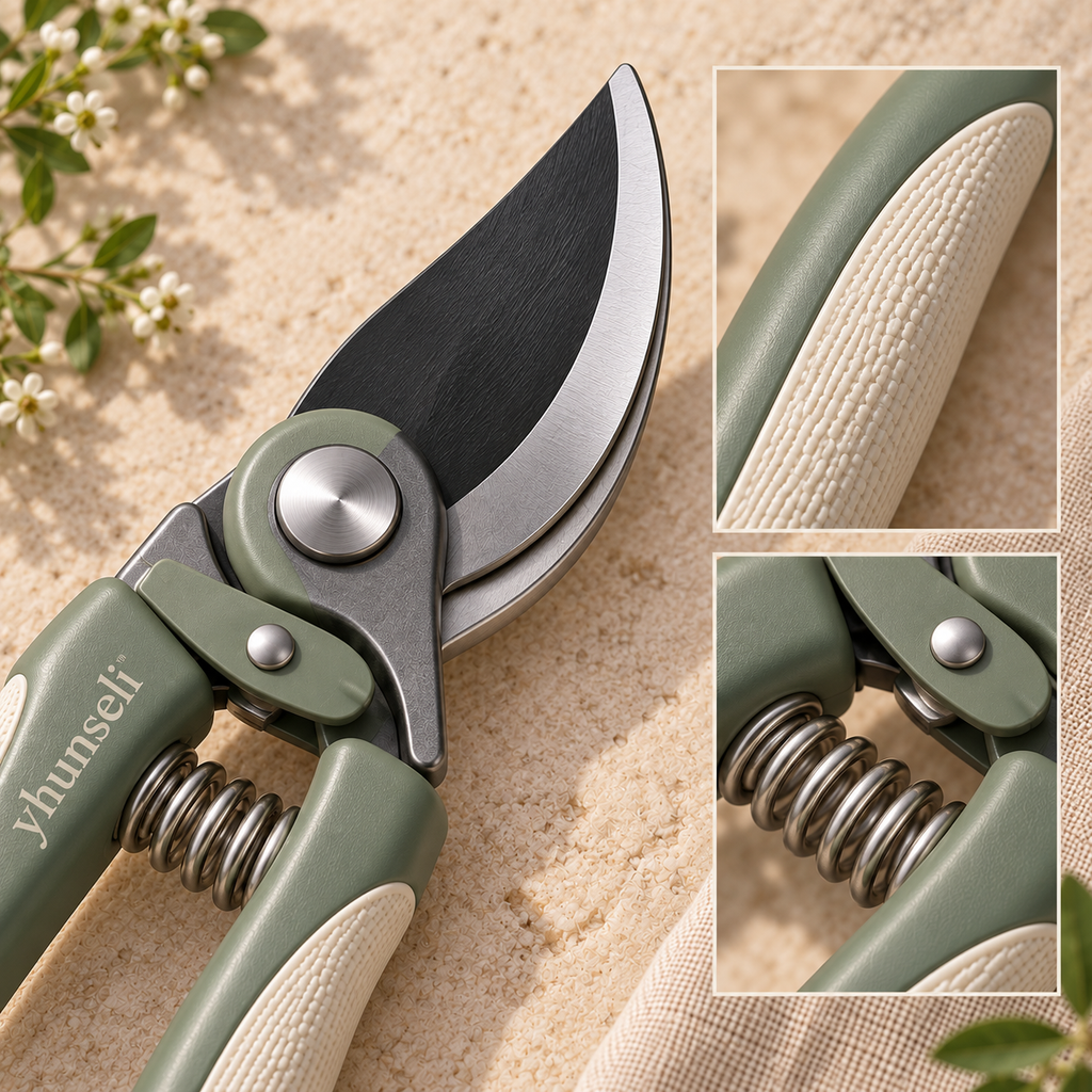 yhunseli™ Canopy Bypass Pruning Shears — Manual Garden Hand Pruner with Safety Latch for Live Stems & Small Branches
