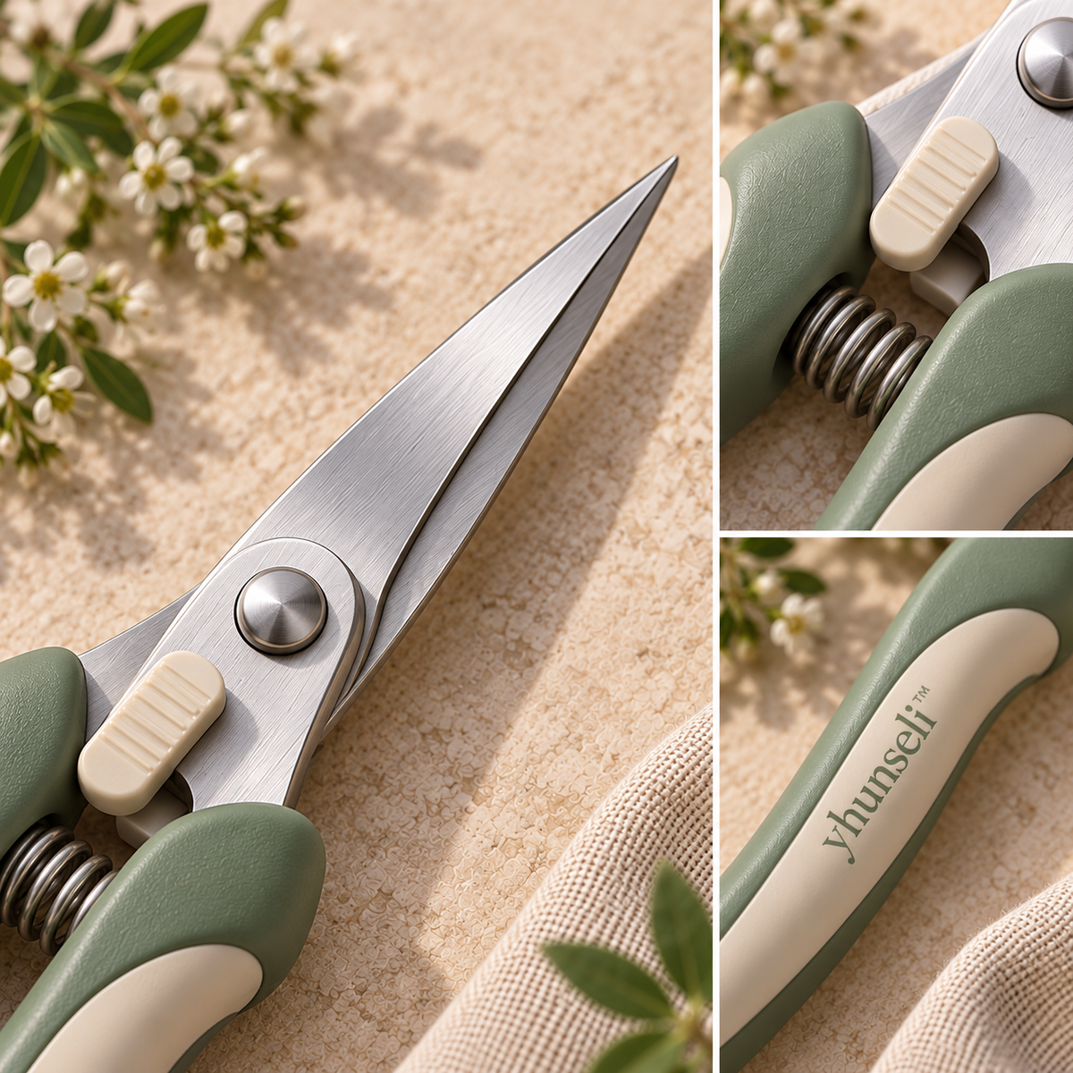 yhunseli™ Petalpoint Precision Garden Snips — Stainless Steel Flower Scissors for Deadheading, Herbs & Delicate Plant Trimming